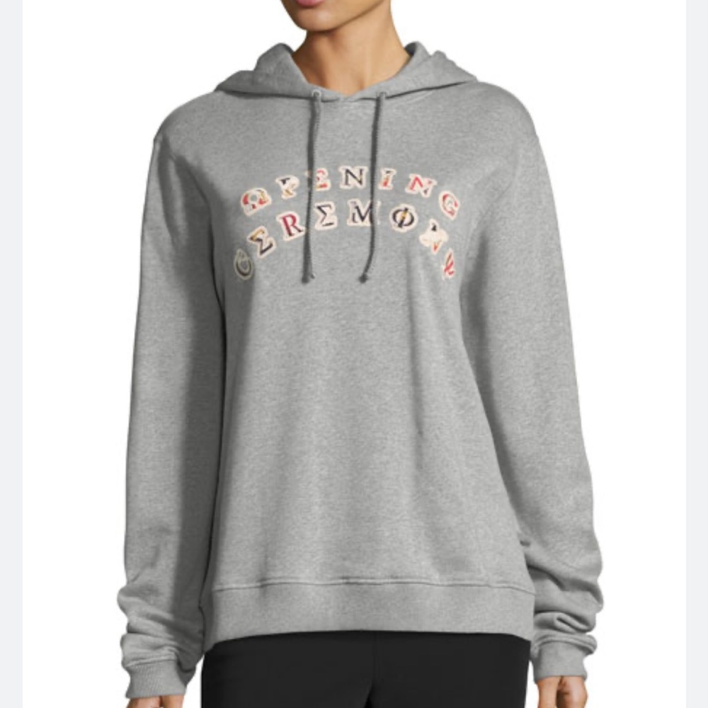 Opening Ceremony Gray Hoodie with Multicolor Logo